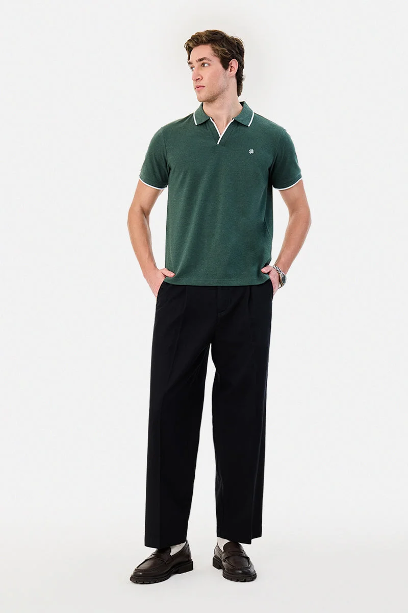 SNITCH Constrast Tipping Pique Polo T-Shirt